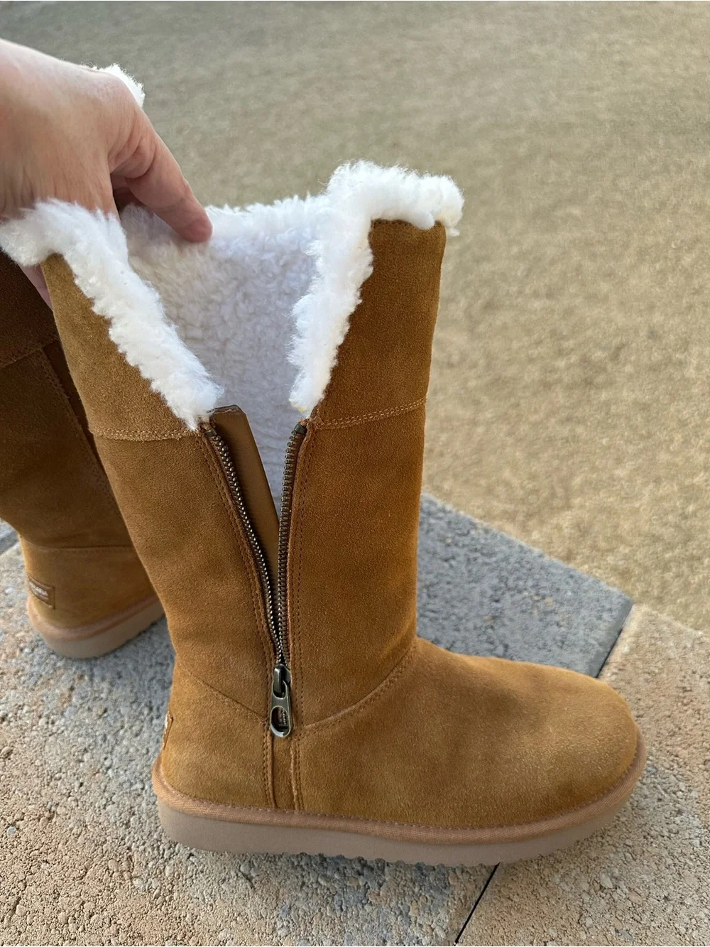 Koolaburra by UGG Aribel Tall boots in chestnut suede with a plush faux-fur